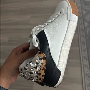 Gianni Bini Rylan Leopard Haircalf Heel Jewel Embellished Platform Sneakers